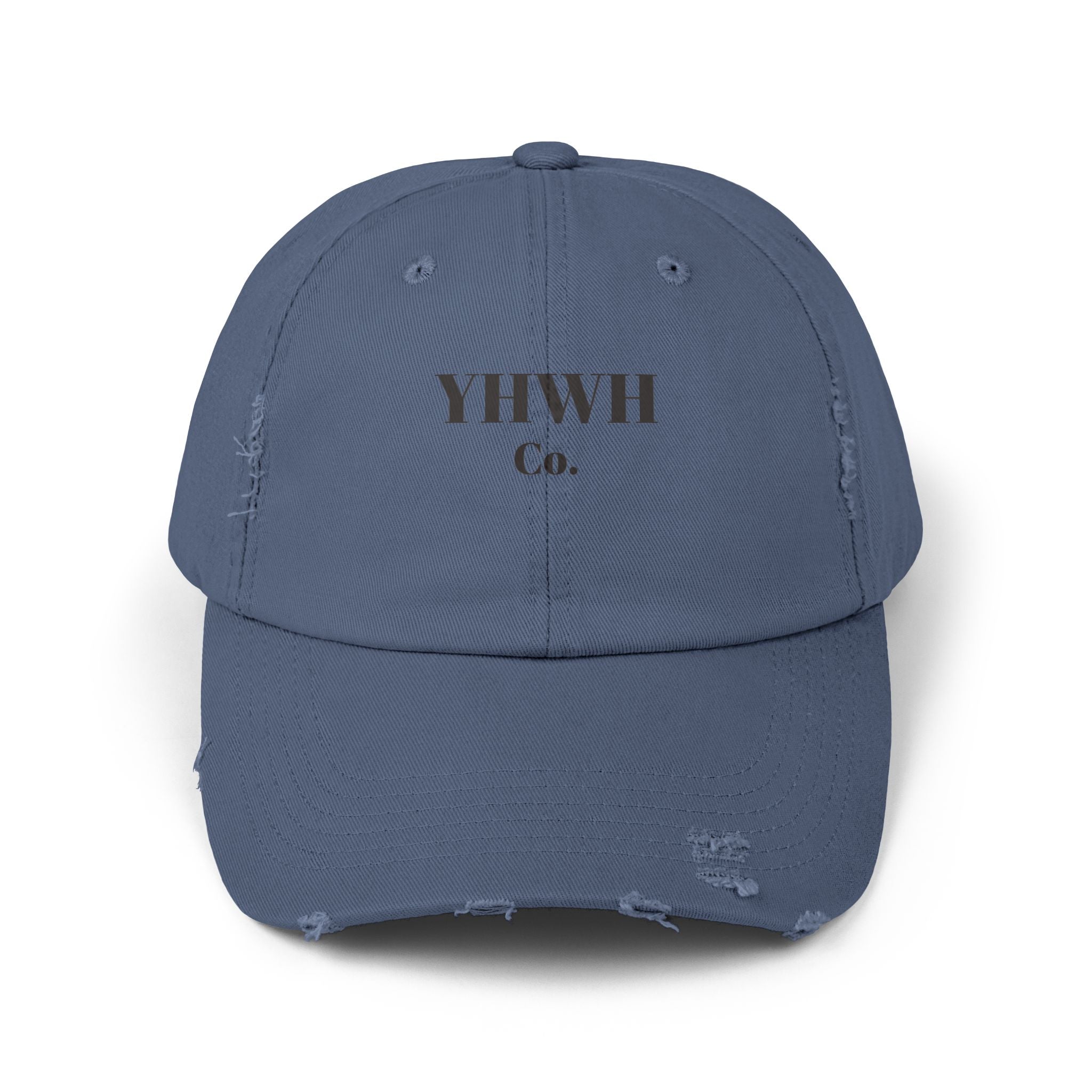 YHWH Co. Distressed Baseball Cap — Vintage Religious Logo Hat