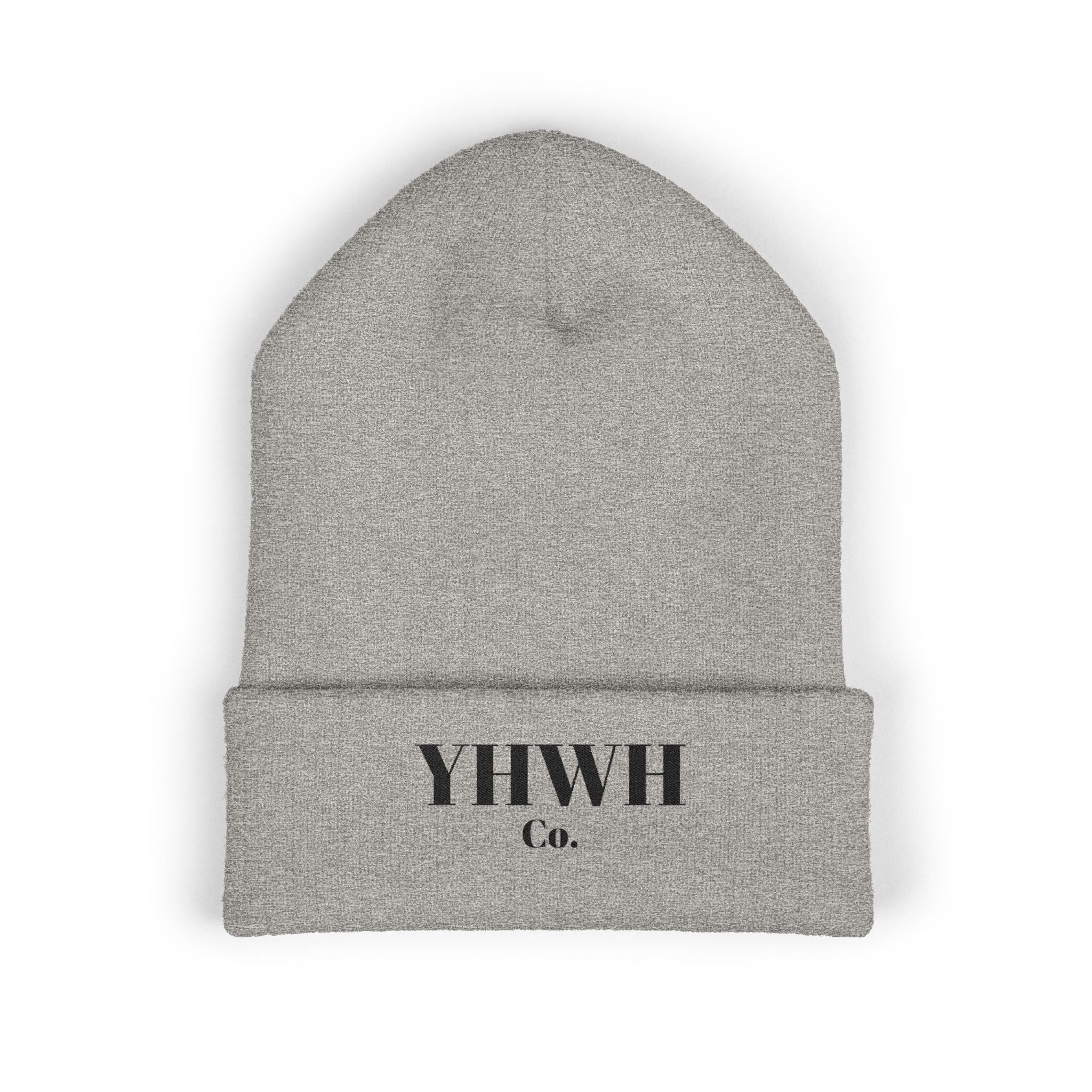 YHWH Co. Embroidered Cuffed Beanie — Minimal Faith Knit Hat