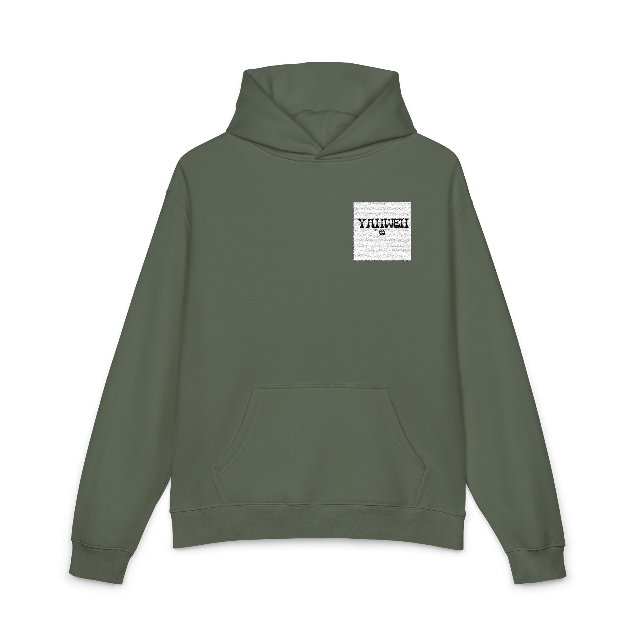 YHWH Co. Relaxed Hoodie — Minimal Pocket Graphic "YHWH" Casual Streetwear Hoodie