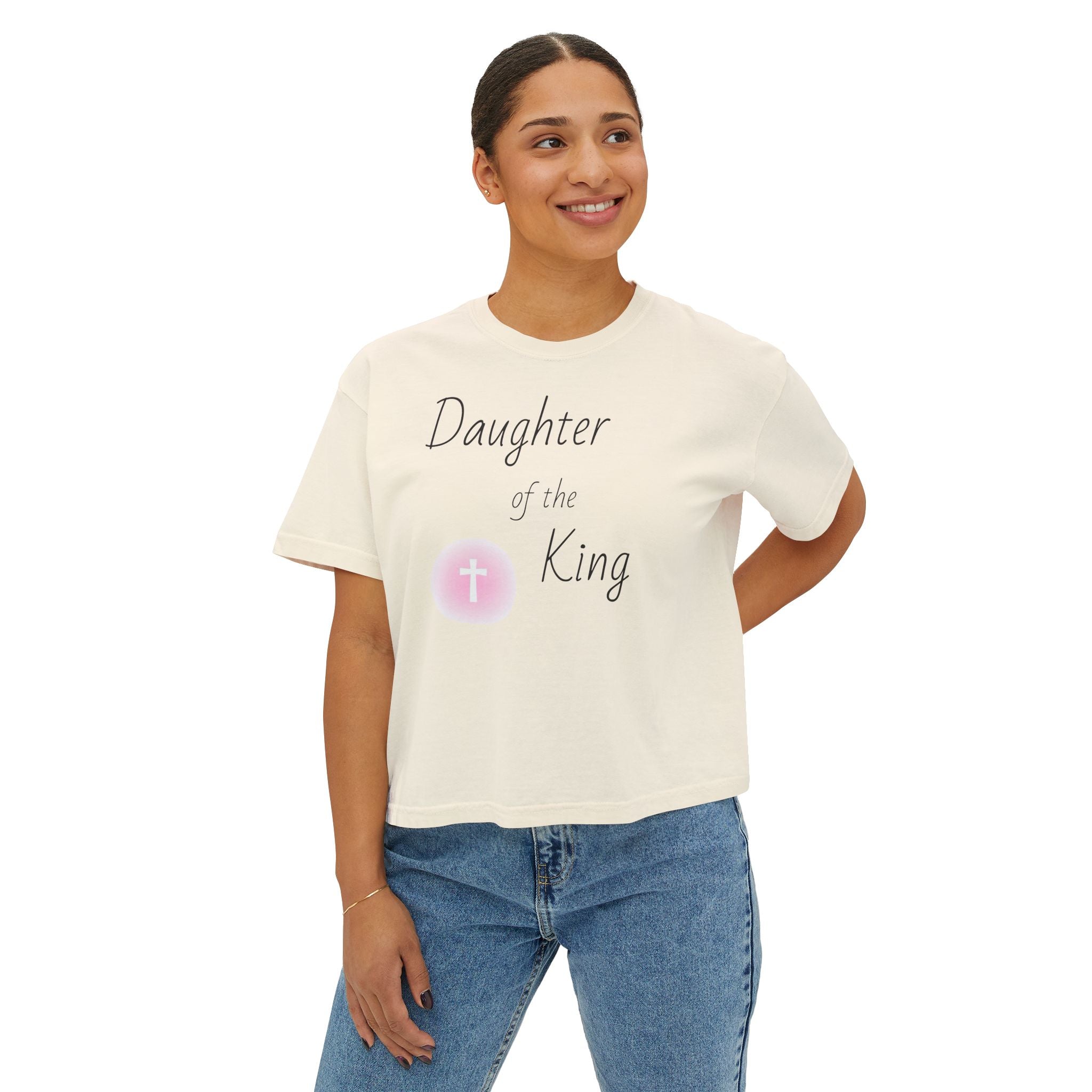 Daughter of the King Boxy Tee — Christian Faith Crop Top
