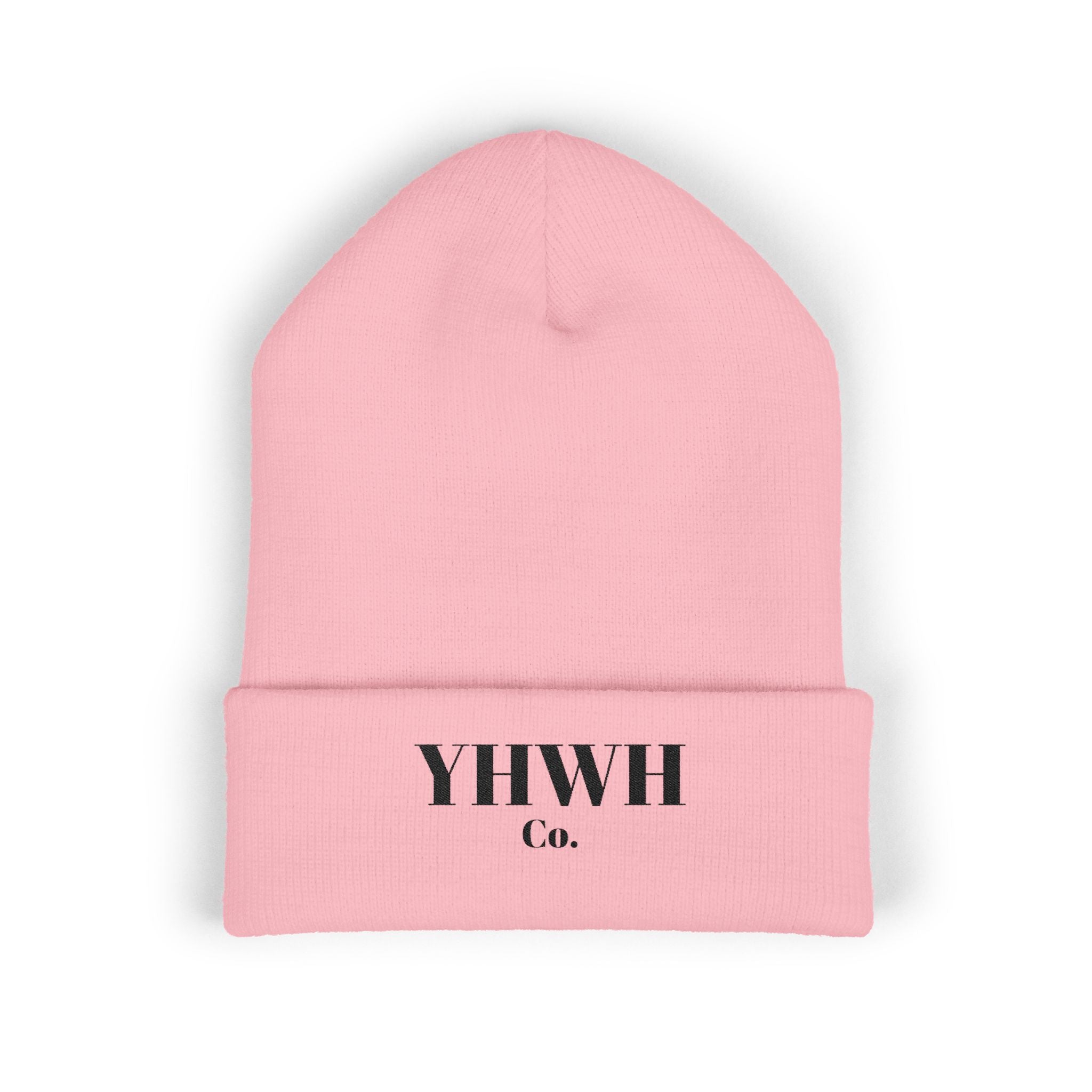 YHWH Co. Embroidered Cuffed Beanie — Minimal Faith Knit Hat