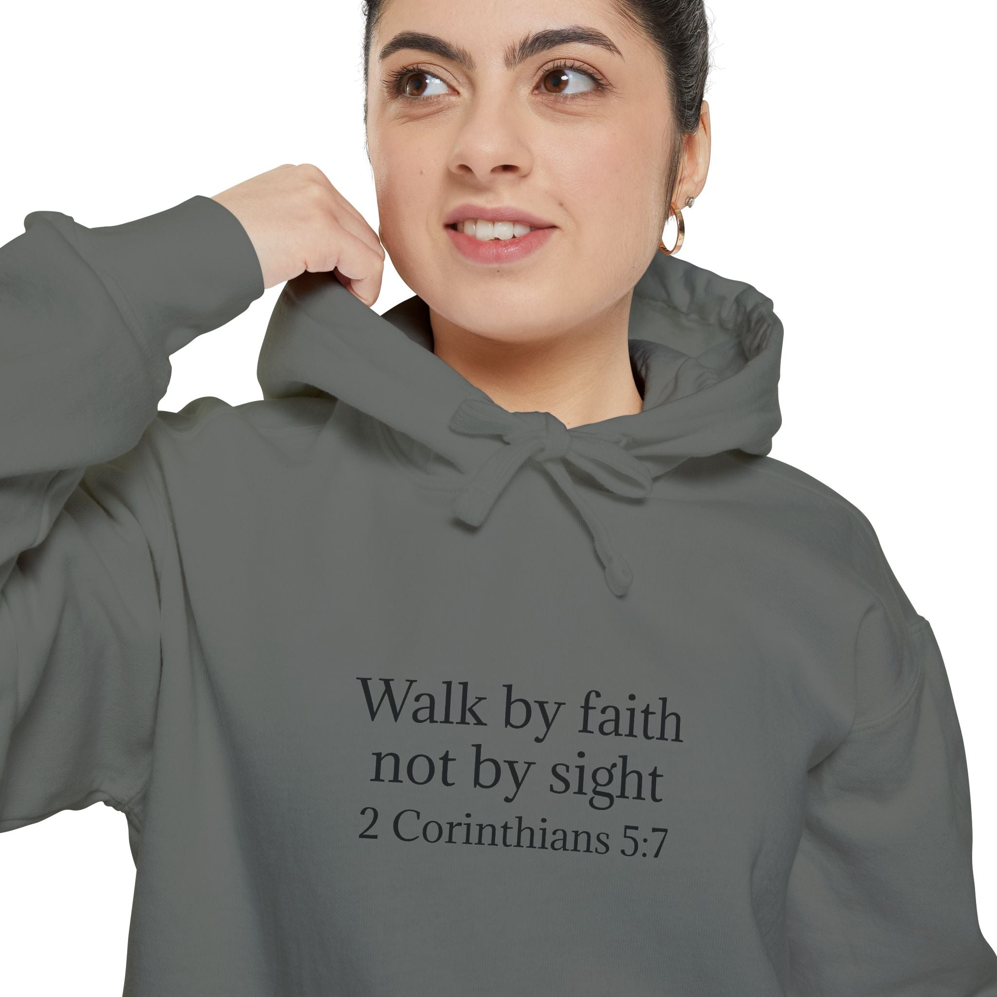 Faith Hoodie — "Walk by faith not by sight" 2 Corinthians 5:7 Christian Pullover