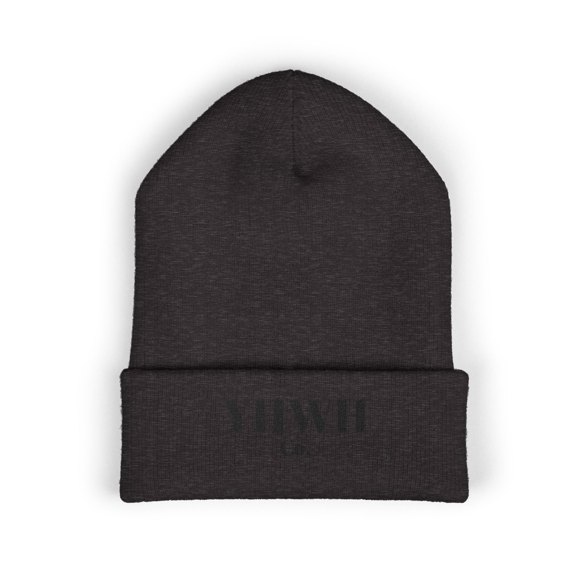 YHWH Co. Embroidered Cuffed Beanie — Minimal Faith Knit Hat