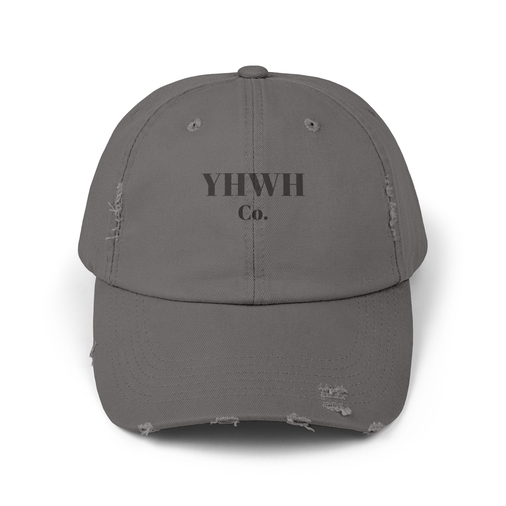 YHWH Co. Distressed Baseball Cap — Vintage Religious Logo Hat