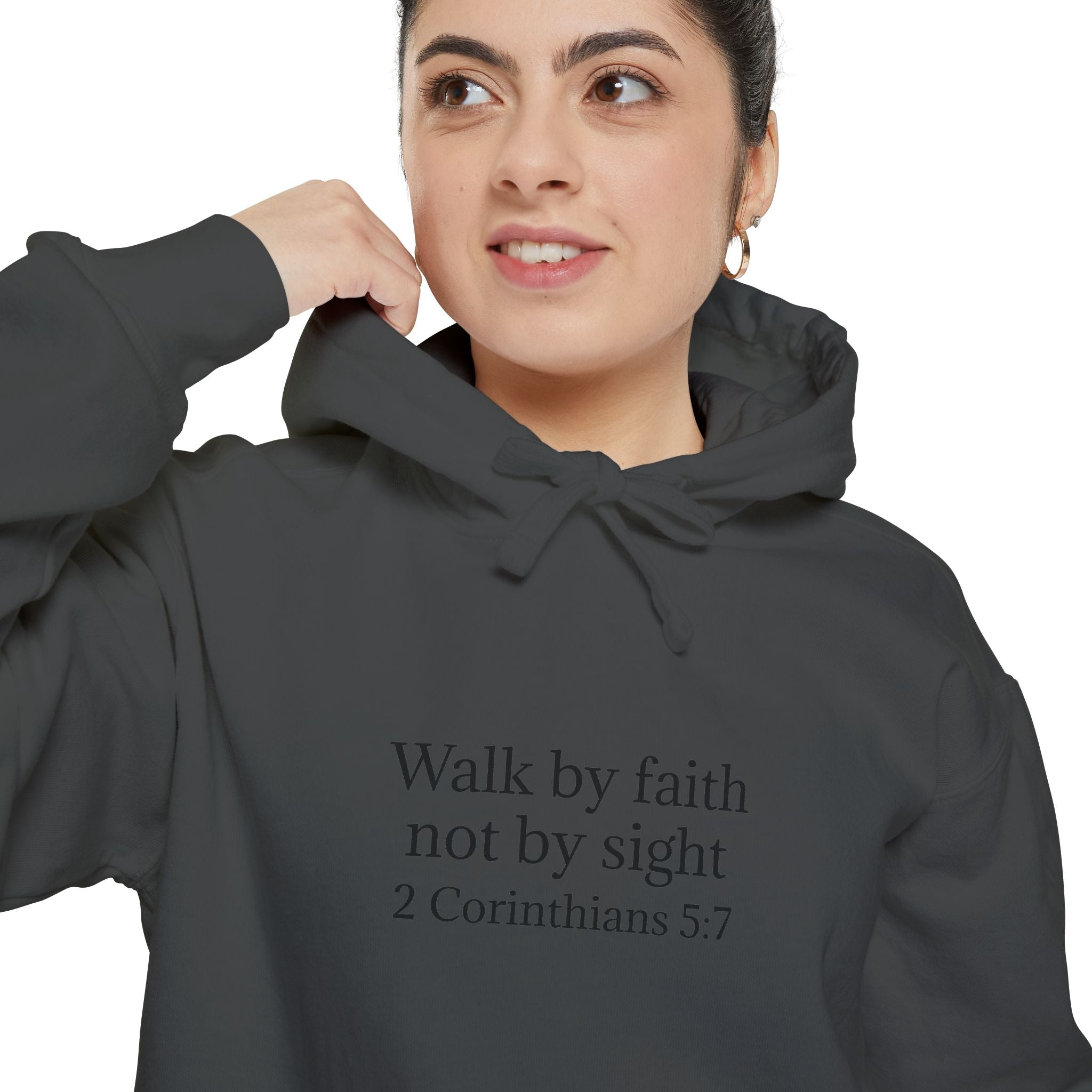 Faith Hoodie — "Walk by faith not by sight" 2 Corinthians 5:7 Christian Pullover