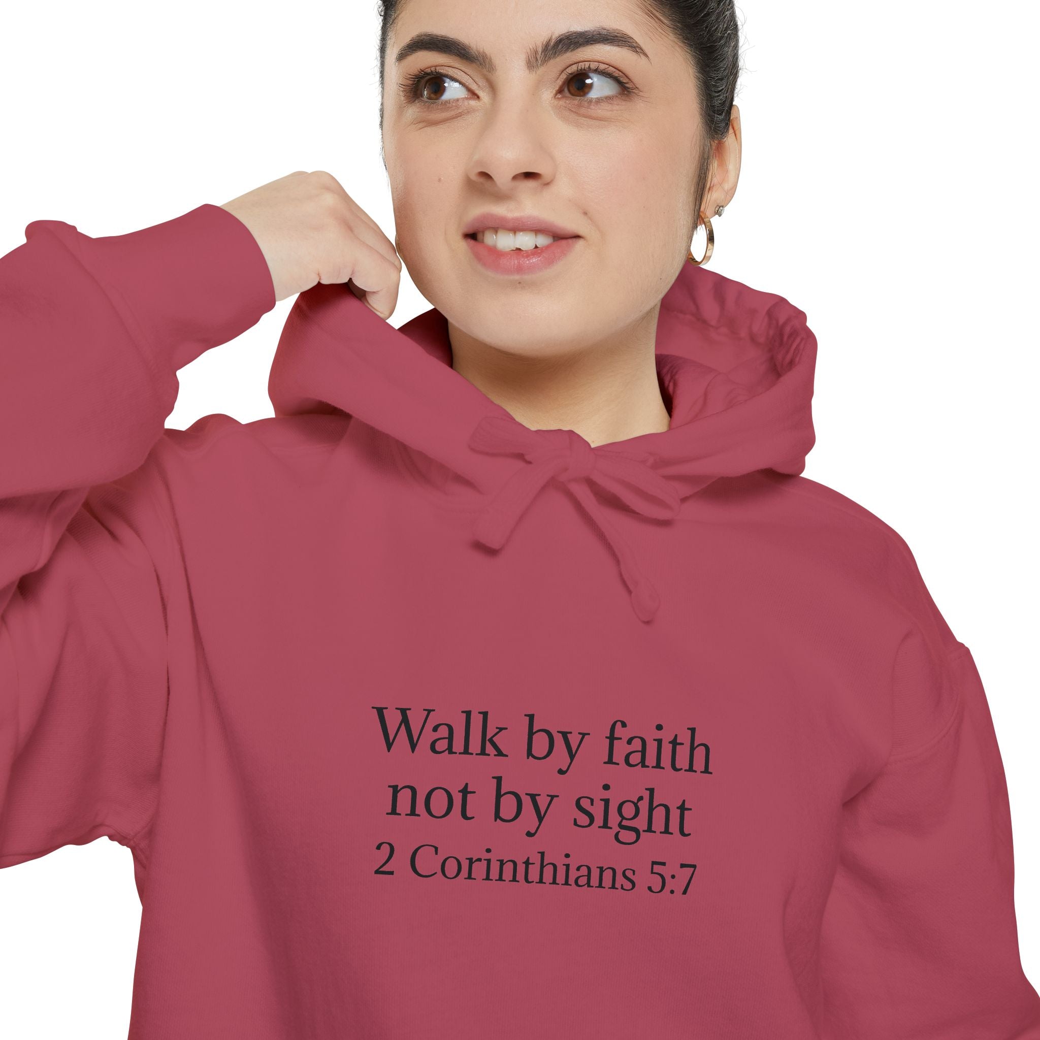 Faith Hoodie — "Walk by faith not by sight" 2 Corinthians 5:7 Christian Pullover