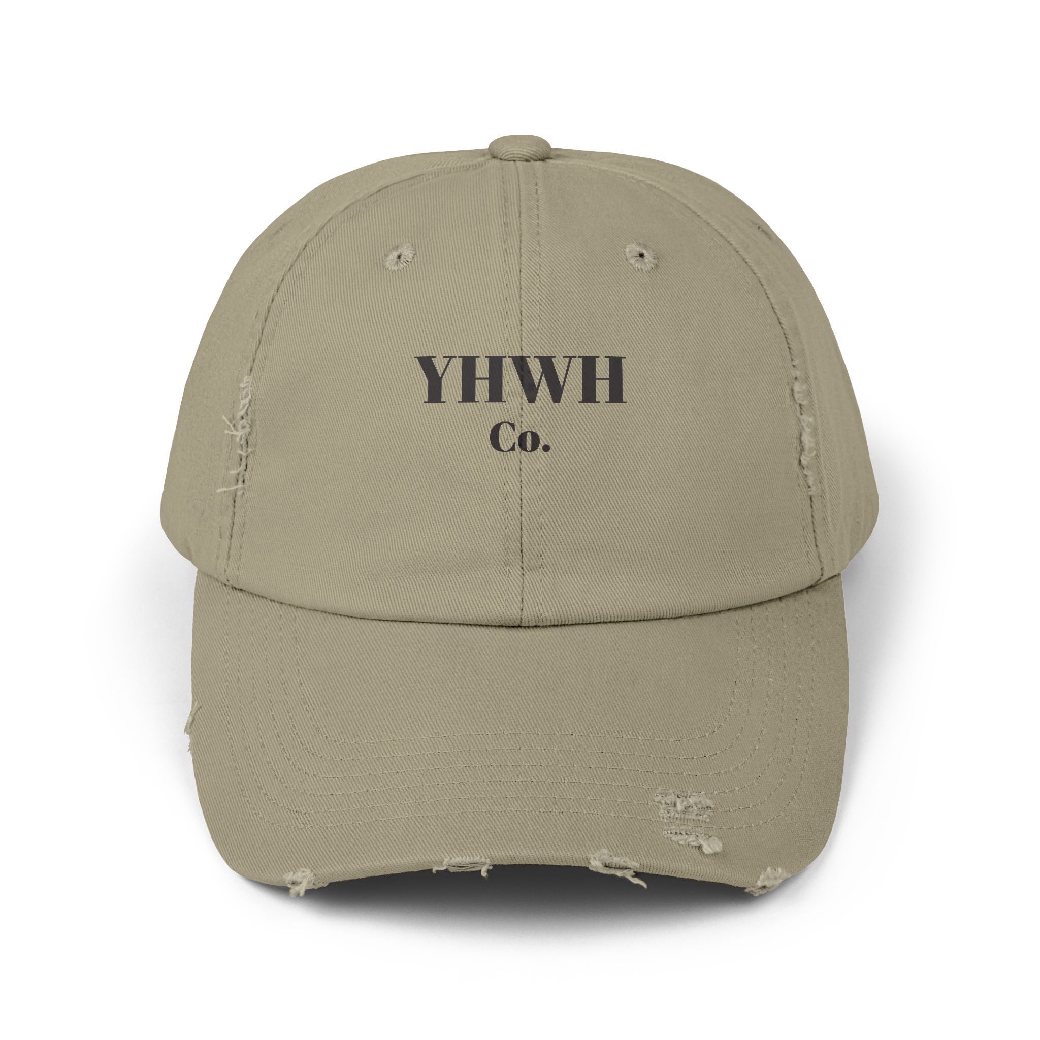 YHWH Co. Distressed Baseball Cap — Vintage Religious Logo Hat