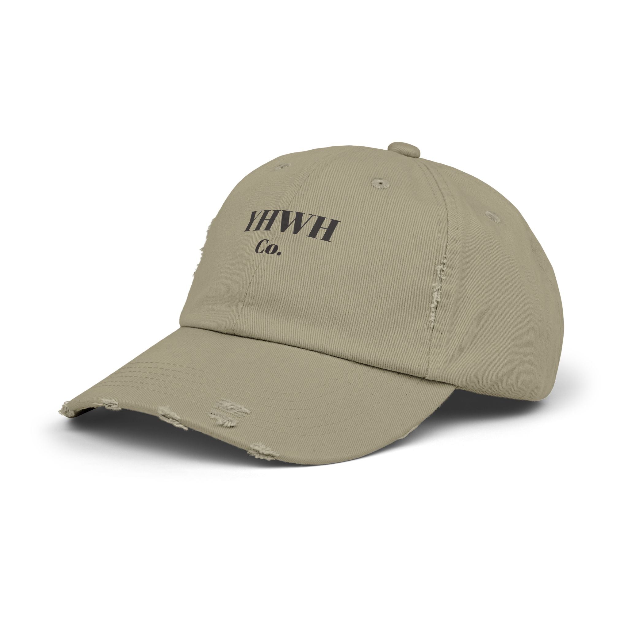 YHWH Co. Distressed Baseball Cap — Vintage Religious Logo Hat