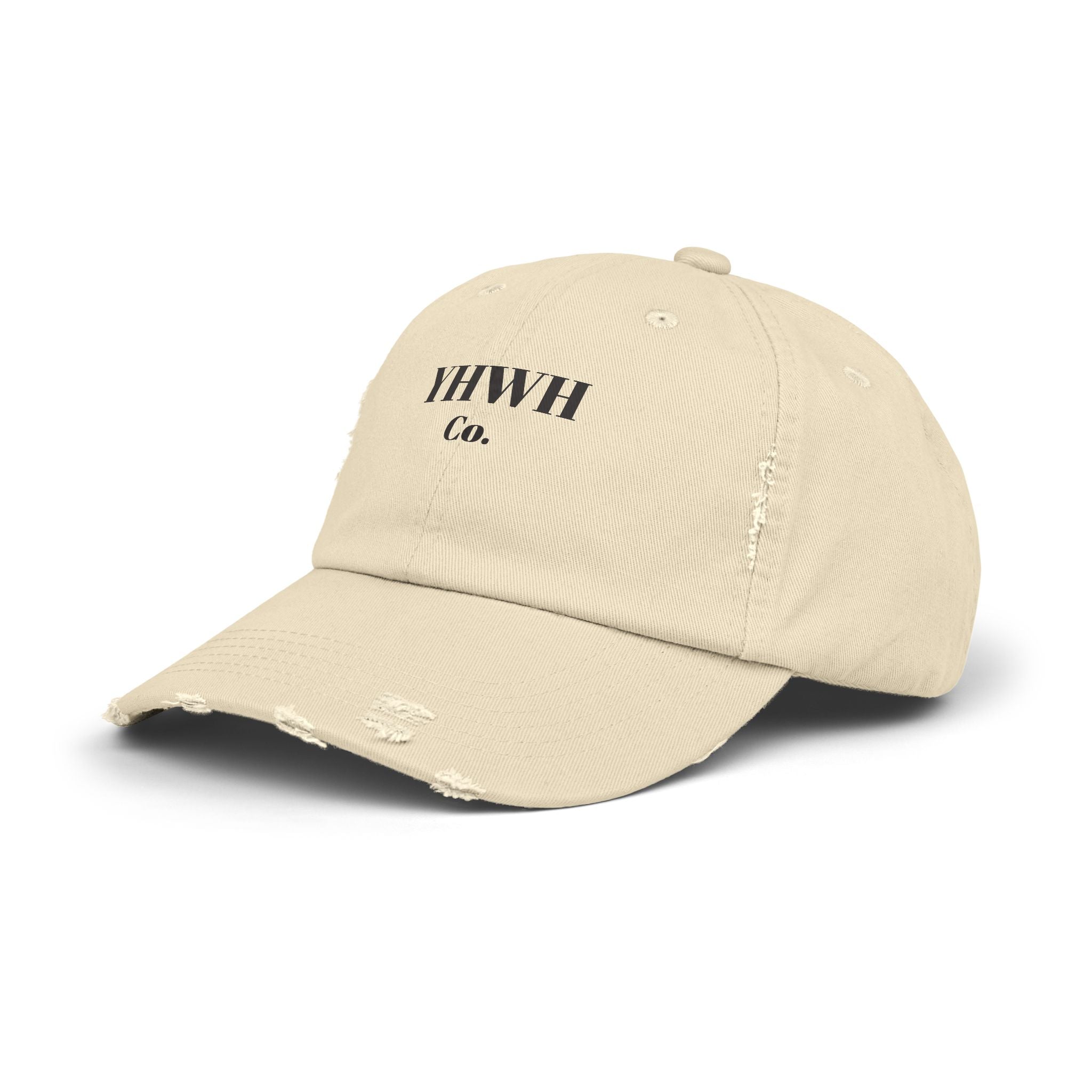 YHWH Co. Distressed Baseball Cap — Vintage Religious Logo Hat