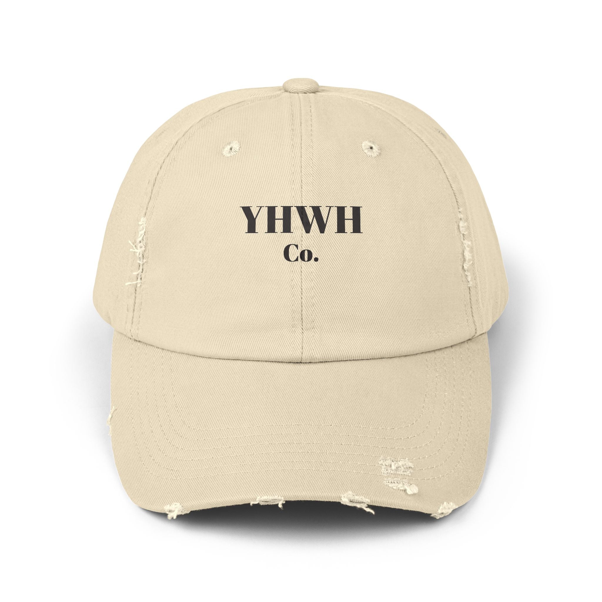 YHWH Co. Distressed Baseball Cap — Vintage Religious Logo Hat