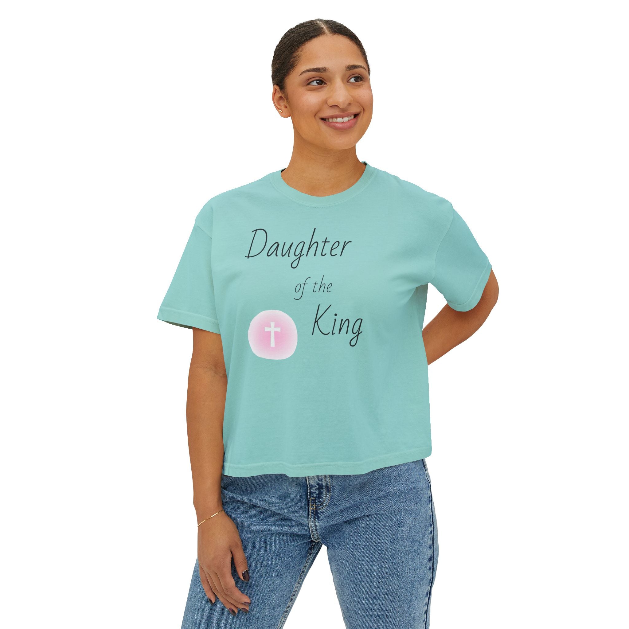 Daughter of the King Boxy Tee — Christian Faith Crop Top